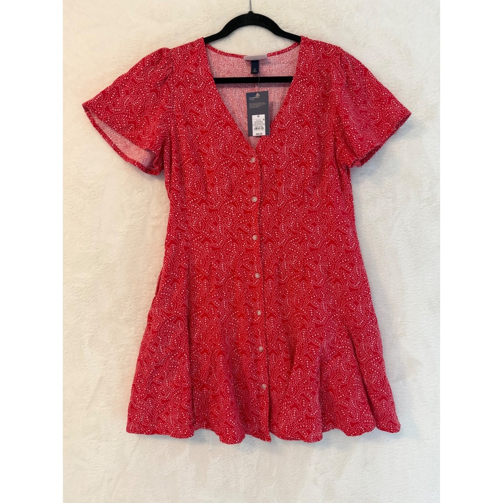 Universal Thread Red Paisley Star Mini Dress Womens Size‎ M NWT Linen Blend